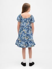 Gap Blue Denim Puff-Sleeve Floral Dress (4-13yrs) (4-13yrs) - Image 2 of 5