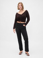 Gap Black High Waisted 90s Slim Straight Jeans - Image 4 of 6