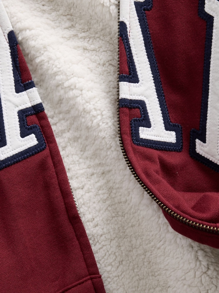 Gap Red Relaxed Logo Sherpa-Lined Zip Hoodie - Image 4 of 4 Gap Red Relaxed Logo Sherpa-Lined Zip Hoodie - Image 4 of 4