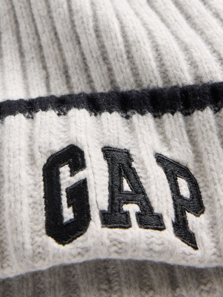 Gap Grey Soft Touch Rib Logo Beanie - Image 2 of 2