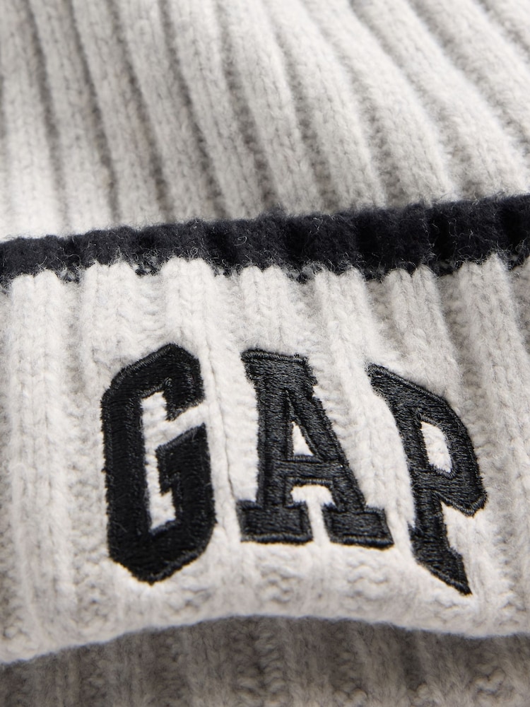 Gap Grey Soft Touch Rib Logo Beanie - Image 2 of 2 Gap Grey Soft Touch Rib Logo Beanie - Image 2 of 2