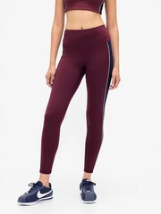 Gap Burgundy Red High Waisted Power Full Length Stripe Leggings - Image 2 of 9