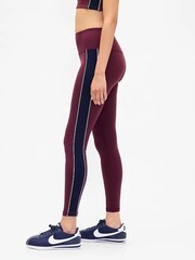 Gap Burgundy Red High Waisted Power Full Length Stripe Leggings - Image 3 of 9
