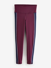Gap Burgundy Red High Waisted Power Full Length Stripe Leggings - Image 5 of 9