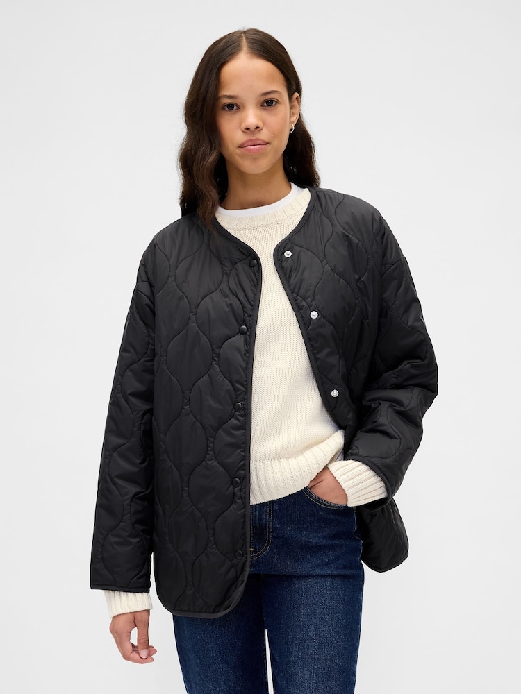 Gap Black Lightweight Oversized Quilted Liner Jacket - Image 1 of 5