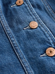Gap Blue Denim Puff Sleeve Seamed Top - Image 6 of 6