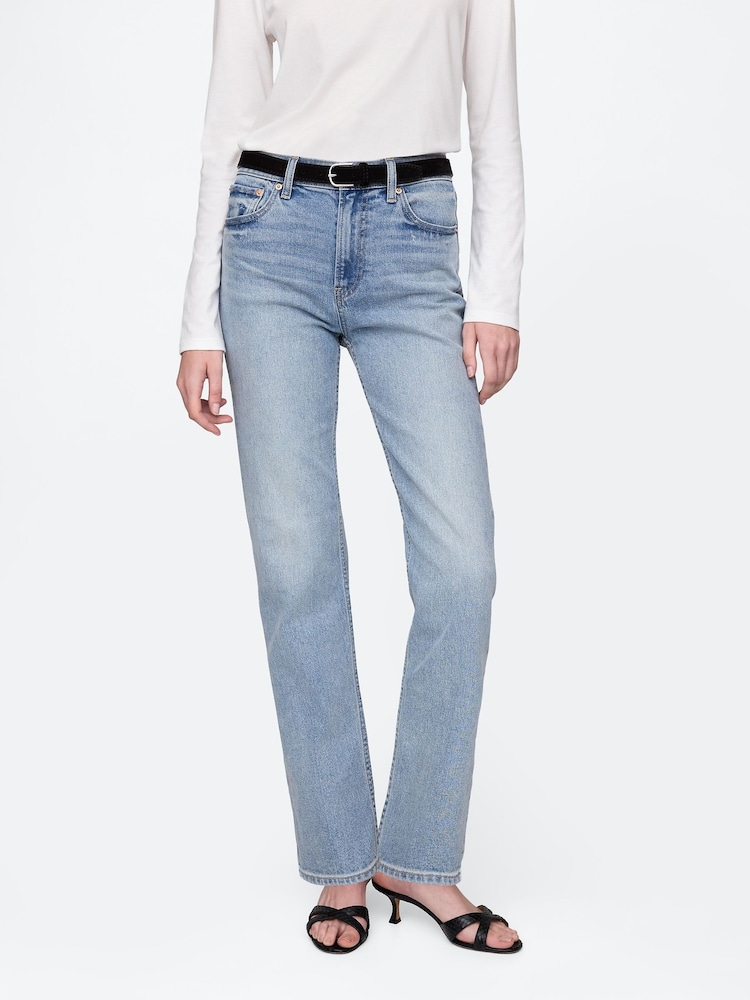 Gap Ligth Wash Blue High Waisted 90s Straight Jeans - Image 1 of 6 Gap Ligth Wash Blue High Waisted 90s Straight Jeans - Image 1 of 6
