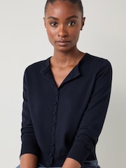 LK Bennett Lottie Plain Merino Cotton Fine Gauge Cardigan - Imagem 1 de 4