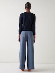 LK Bennett Lottie Plain Merino Cotton Fine Gauge Cardigan - Imagem 3 de 4