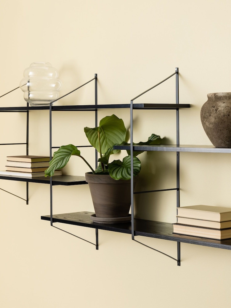 Actona Black Belfast Wall Unit with 4 Shelves - Image 2 of 6