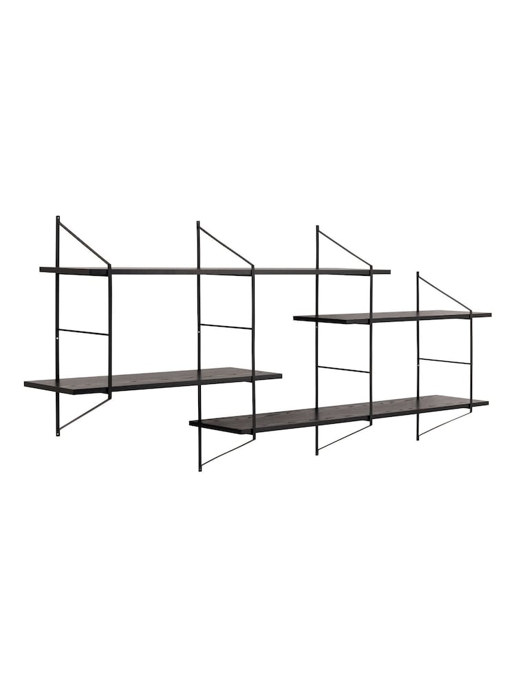 Actona Black Belfast Wall Unit with 4 Shelves - Image 6 of 6