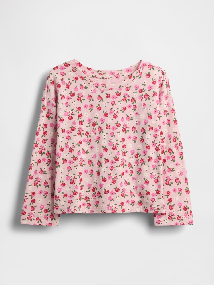 Gap Pink Floral Mix and Match Drop Shoulder T-Shirt (6mths-5yrs) - Image 2 of 2