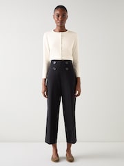 LK Bennett Cream Lottie Plain Fine Gauge Mules Free Merino Cardigan - Image 1 of 3