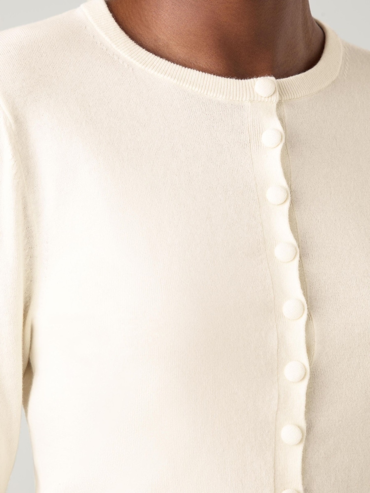 LK Bennett Cream Lottie Plain Fine Gauge Mules Free Merino Cardigan - Image 3 of 3
