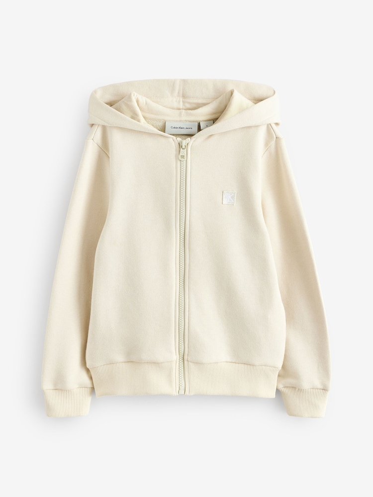 Calvin Klein Natural Zip Hoodie - Image 1 of 1 Calvin Klein Natural Zip Hoodie - Image 1 of 1