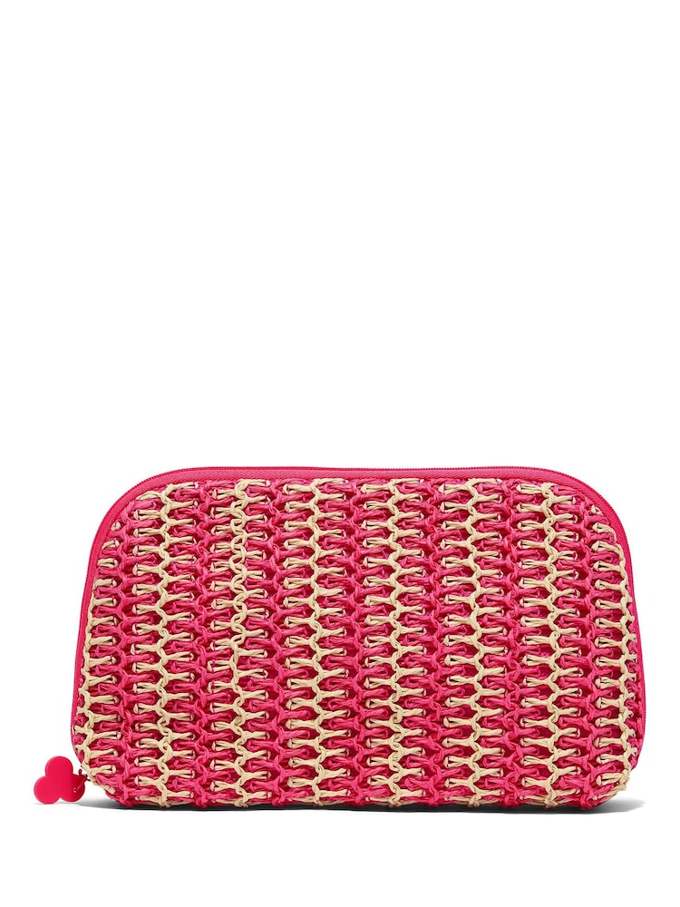 Benefit Pink Limited Edition Woven Straw Make-Up Bag - Image 1 of 1