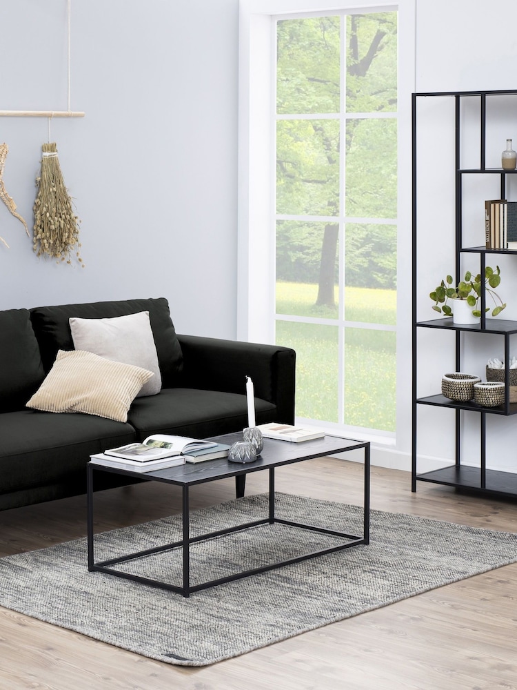 Actona Black Seaford Tall Metal Bookcase with 5 Black Shelves - Image 2 of 6