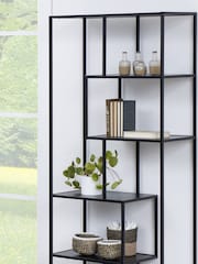 Actona Black Seaford Tall Metal Bookcase with 5 Black Shelves - Image 3 of 6
