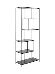 Actona Black Seaford Tall Metal Bookcase with 5 Black Shelves - Image 4 of 6