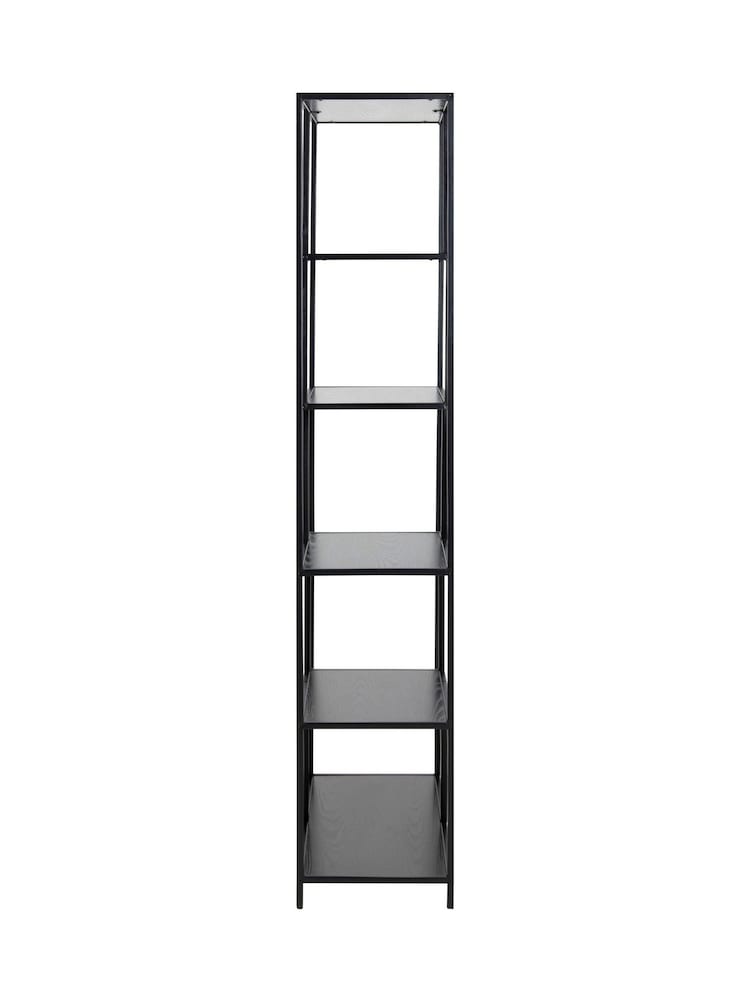 Actona Black Seaford Tall Metal Bookcase with 5 Black Shelves - Image 6 of 6 Actona Black Seaford Tall Metal Bookcase with 5 Black Shelves - Image 6 of 6