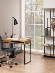 Actona Black  Oak Seaford Tall Metal Bookcase with 5 Black Shelves - Image 2 of 6