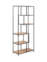 Actona Black  Oak Seaford Tall Metal Bookcase with 5 Black Shelves - Image 4 of 6