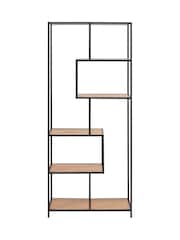 Actona Black  Oak Seaford Tall Metal Bookcase with 5 Black Shelves - Image 5 of 6