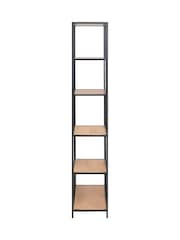 Actona Black  Oak Seaford Tall Metal Bookcase with 5 Black Shelves - Image 6 of 6