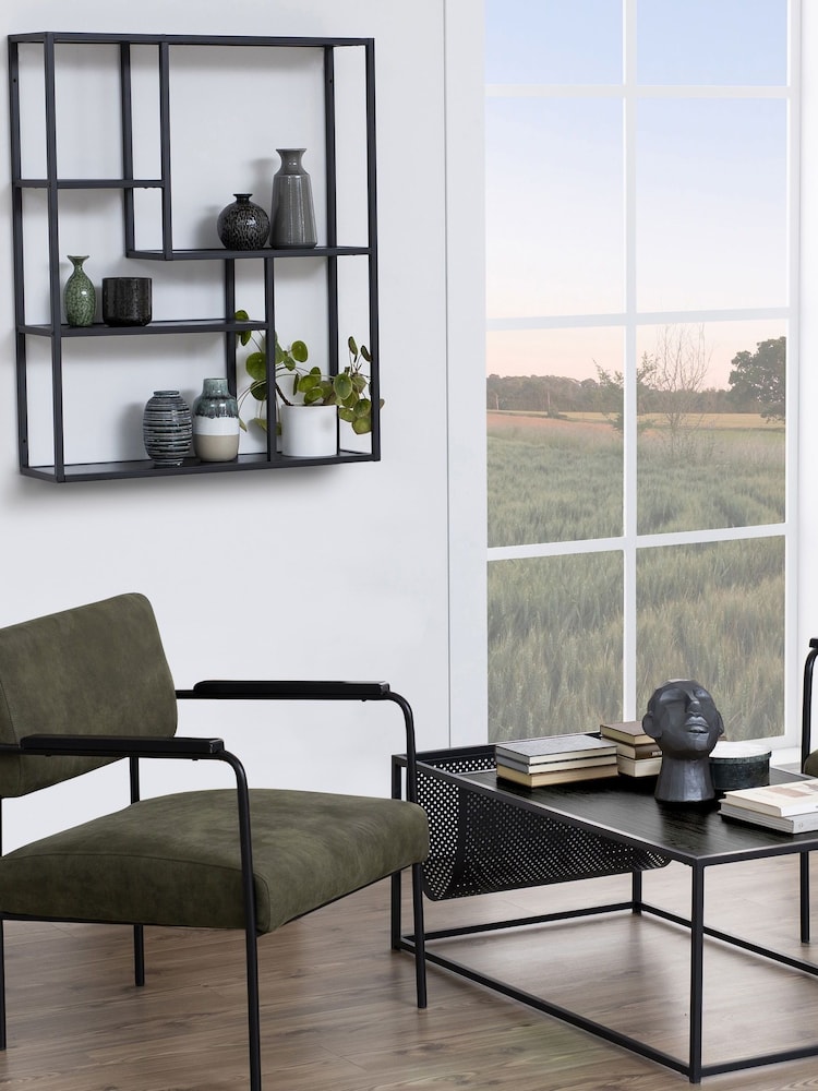 Actona Black Seaford Metal Wall Shelf with 3 Additional Shelves - Image 1 of 4 Actona Black Seaford Metal Wall Shelf with 3 Additional Shelves - Image 1 of 4