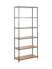 Actona Black Oak Seaford Tall Metal Bookcase with 5 Oak Shelves - Image 2 of 4