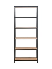 Actona Black Oak Seaford Tall Metal Bookcase with 5 Oak Shelves - Image 3 of 4