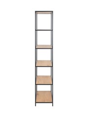 Actona Black Oak Seaford Tall Metal Bookcase with 5 Oak Shelves - Image 4 of 4