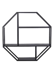 Actona Black Seaford Octagonal Metal Wall Shelf - Image 4 of 6