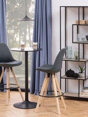 Actona Black Sonoma Oak Seaford Tall Metal Bookcase with 5 Oak Shelves - Image 1 of 4