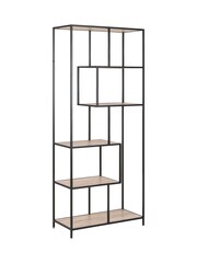Actona Black Sonoma Oak Seaford Tall Metal Bookcase with 5 Oak Shelves - Image 2 of 4