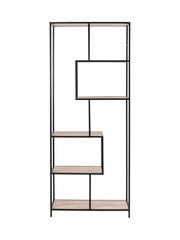 Actona Black Sonoma Oak Seaford Tall Metal Bookcase with 5 Oak Shelves - Image 3 of 4