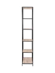 Actona Black Sonoma Oak Seaford Tall Metal Bookcase with 5 Oak Shelves - Image 4 of 4