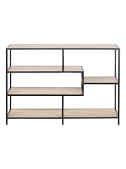 Actona Black Sonoma Oak Seaford Wide Metal Bookcase with 4 Black Shelves - Image 2 of 4