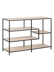 Actona Black Sonoma Oak Seaford Wide Metal Bookcase with 4 Black Shelves - Image 3 of 4