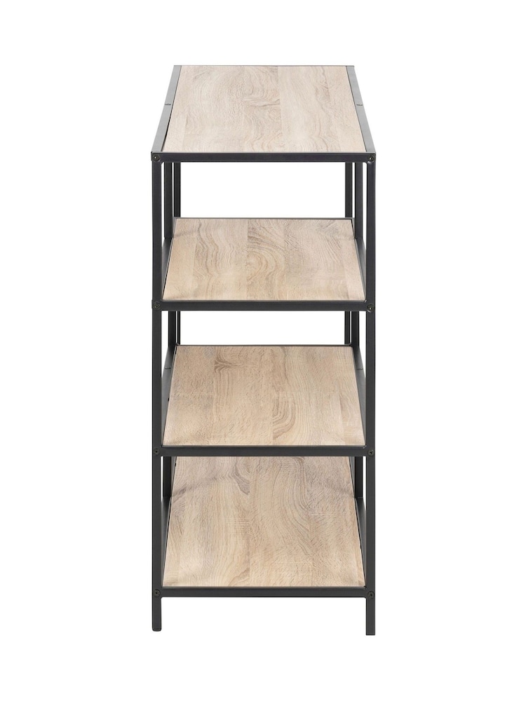 Actona Black Sonoma Oak Seaford Wide Metal Bookcase with 4 Black Shelves - Image 4 of 4
