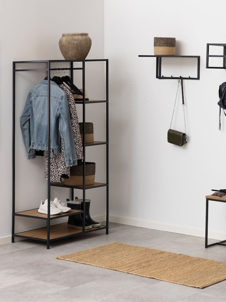 Actona Black Oak Seaford Metal Clothes Rack with 5 Shelves - Image 1 of 6
