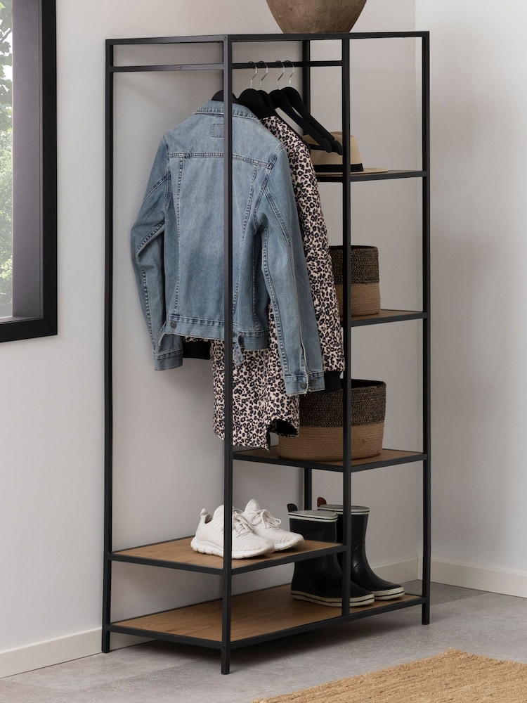 Actona Black Oak Seaford Metal Clothes Rack with 5 Shelves - Image 2 of 6