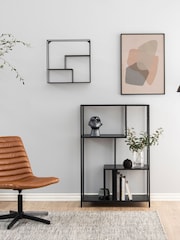 Actona Black Seaford Metal Asymmetrical Bookcase with 3 Shelves - Image 1 of 6