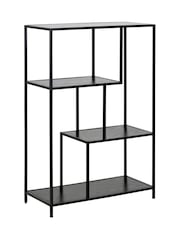 Actona Black Seaford Metal Asymmetrical Bookcase with 3 Shelves - Image 3 of 6