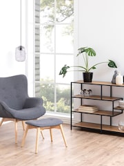 Actona Black Oak Seaford Wide Metal Bookcase with 4 Black Shelves - Image 1 of 6