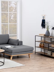 Actona Black Oak Seaford Wide Metal Bookcase with 4 Black Shelves - Image 2 of 6