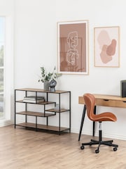Actona Black Oak Seaford Wide Metal Bookcase with 4 Black Shelves - Image 3 of 6