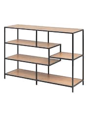 Actona Black Oak Seaford Wide Metal Bookcase with 4 Black Shelves - Image 4 of 6