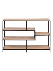 Actona Black Oak Seaford Wide Metal Bookcase with 4 Black Shelves - Image 5 of 6