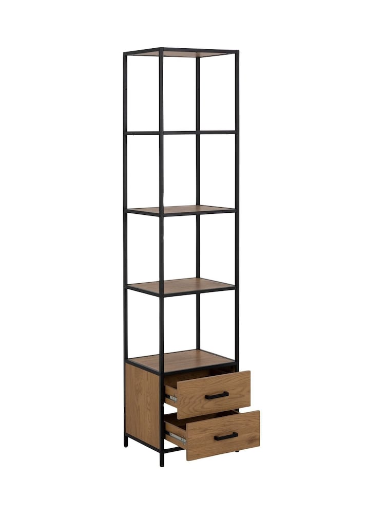 Actona Black Oak Seaford Bookcase with 2 Drawers and 3 Shelves - Image 2 of 6